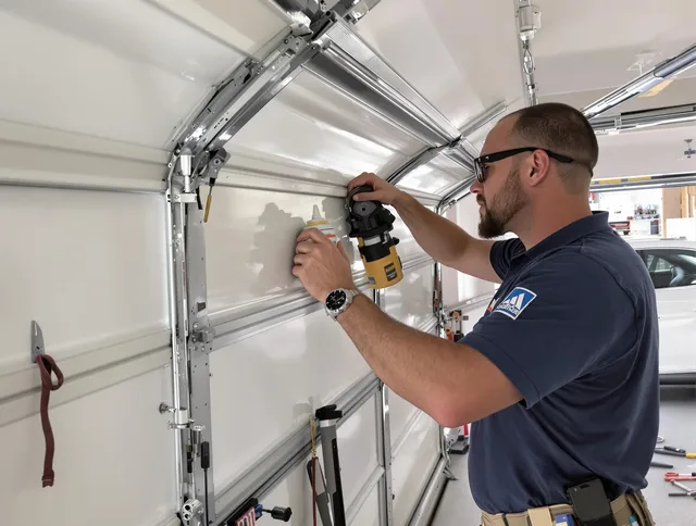 Medway Garage Door Repair technician quieting a noisy garage door in Medway