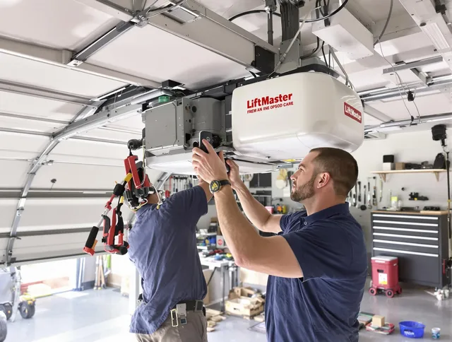Medway Garage Door Repair technician performing advanced diagnostics on garage opener in Medway