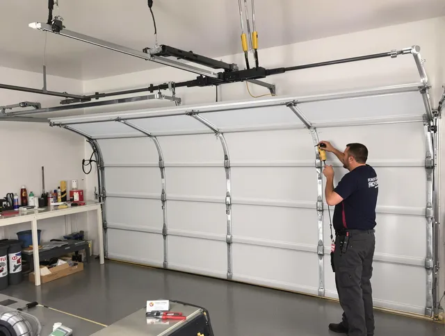 Medway Garage Door Repair certified technician performing overhead door system repair in Medway