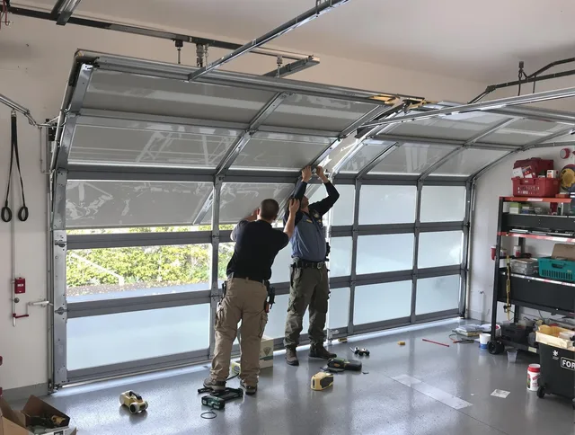Medway Garage Door Repair expert performing precise panel replacement on Medway garage door