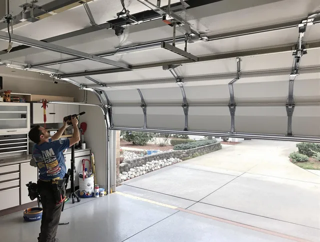 Garage door track repair service by Medway Garage Door Repair in Medway